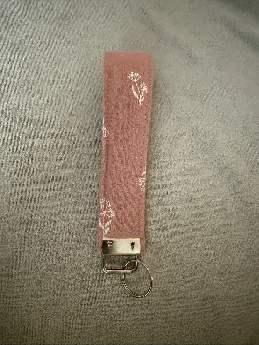 Floral Mauve Fabric Wrist Key Fob